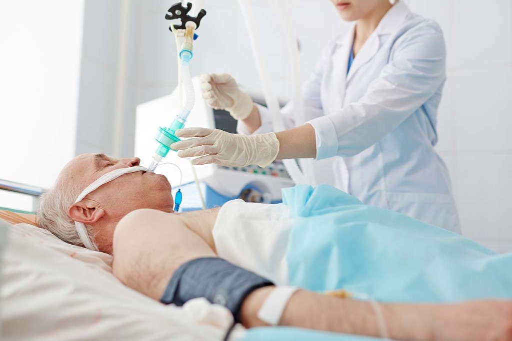  Patient With Endotracheal Tube Inside Mobile Intensive Care Unit