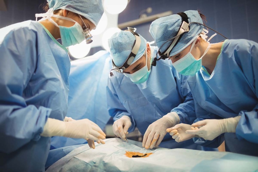  Surgeons Inside Mobile Trauma Surgical Trailer