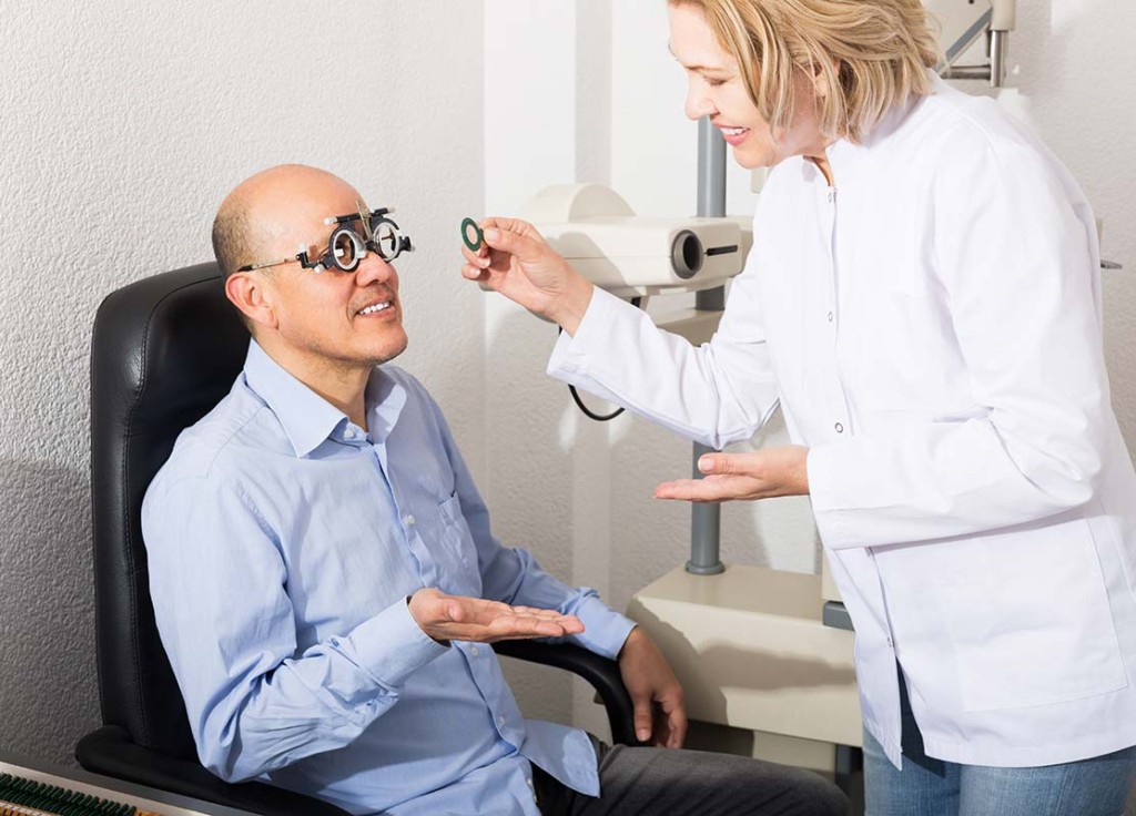  Doctor Examinating Eyesight Inside Mobile Ophthalmology Unit