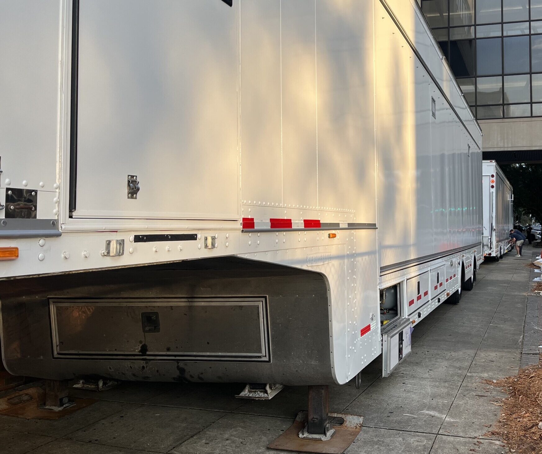 White trailer exterior